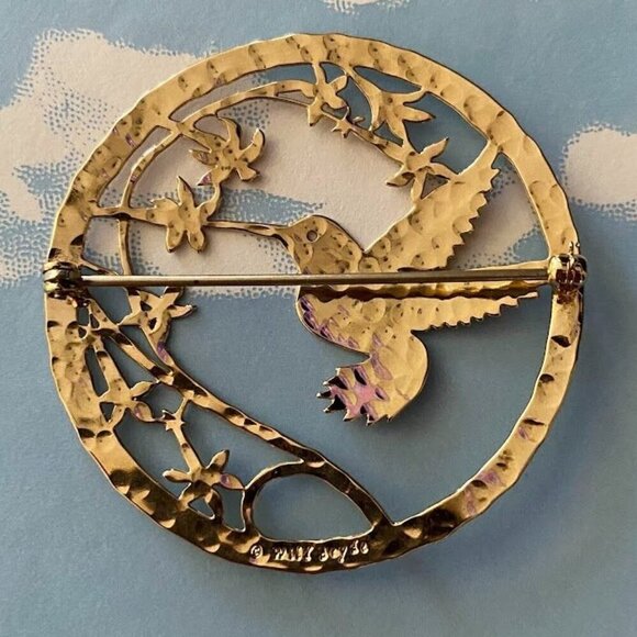 Wild Bryde Hummingbird Cut Out Brooch Gold Tone - Picture 3 of 5